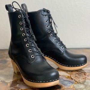 Swedish Hasbeen Lila Lace up Clog Boots